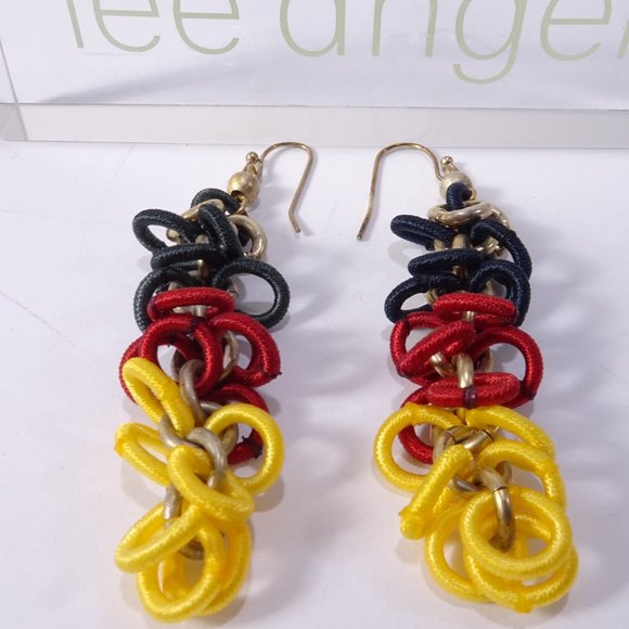 Lee Angel Color Block Ribbon Circles Link Drop earrings NWT 120 - Picture 8 of 15